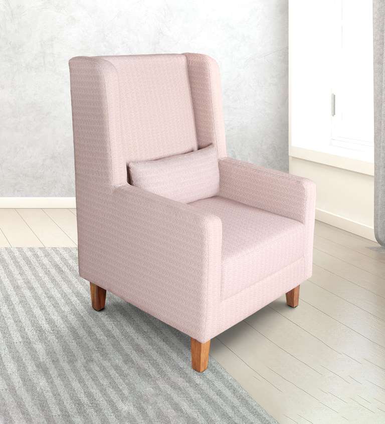 Decor Desk Espa Linnen Cotton Fabric Long Back Wing Chair in Beige Colour