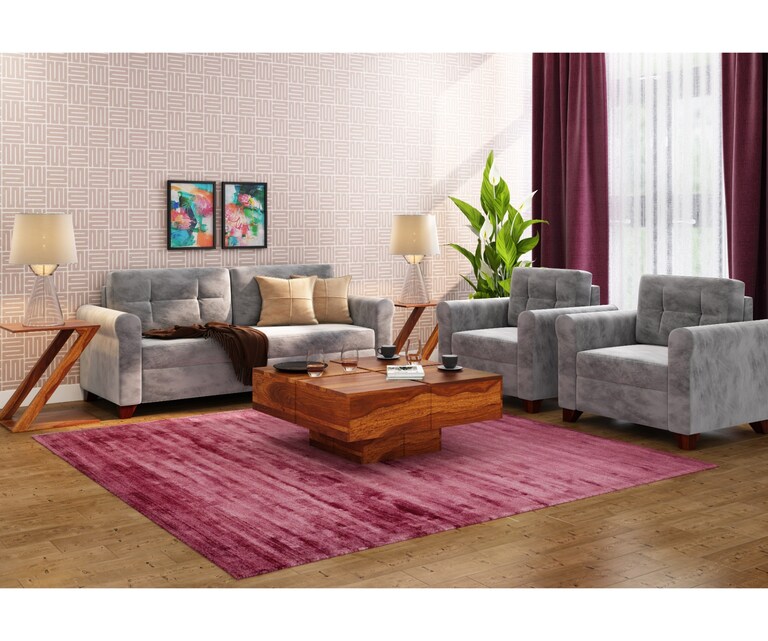 PlusOne Simora Square Sheesham Wood Coffee Table in Teak Finish