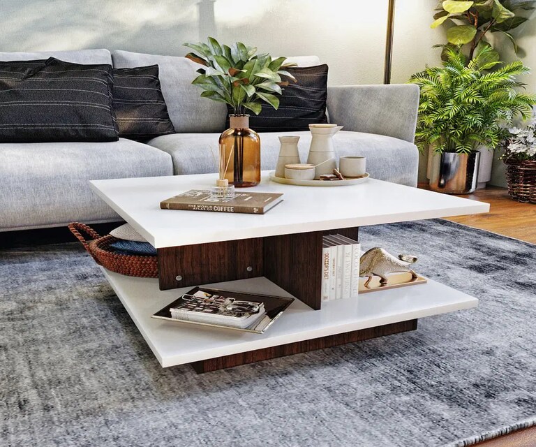Wakefit Java Square Engineered Wood Coffee Table in Dark Walnut Colour