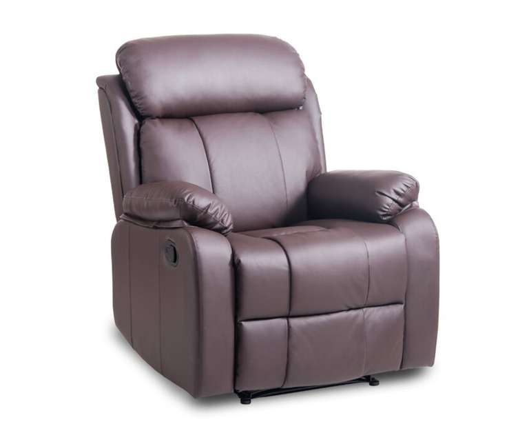 LeatherOn Manwaha Leatherette 1 Seater Manual Recliner in Chocolate Brown Colour