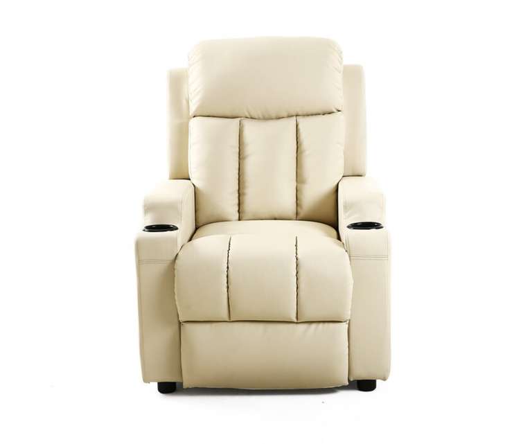 LeatherOn Amoha Leatherette 1 Seater Manual Recliner in White Colour