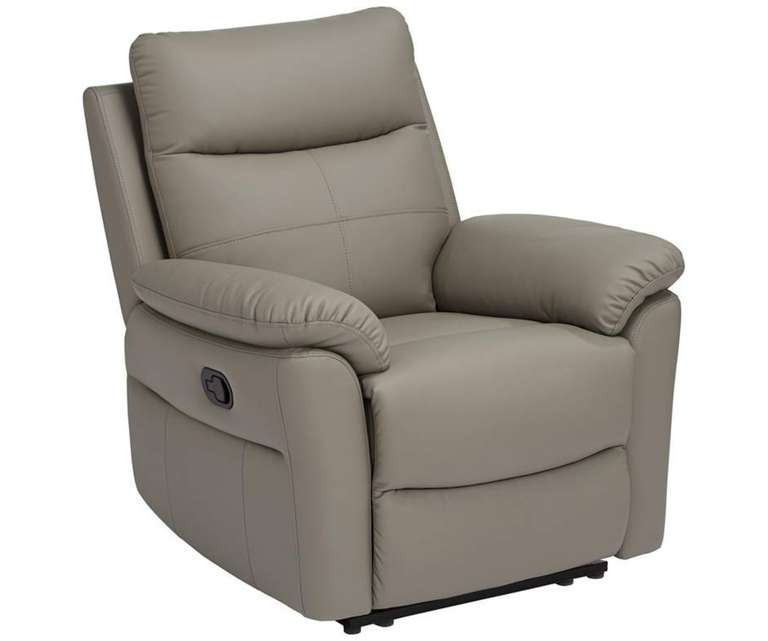 LeatherOn Vivian Leatherette 1 Seater Manual Recliner in Light Grey Colour