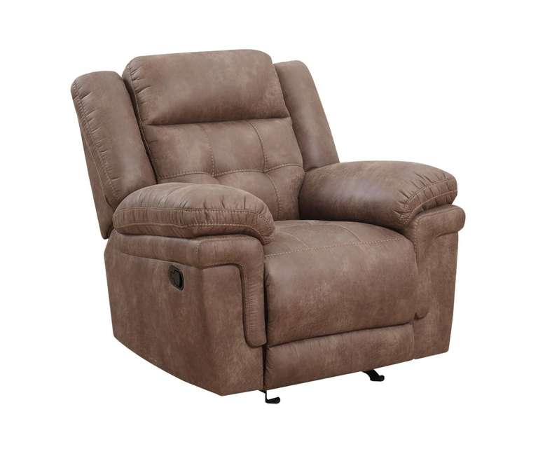 LeatherOn Marcus Leatherette 1 Seater Manual Recliner in Brown Colour