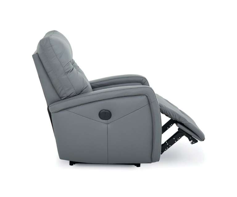 LeatherOn Liam Velvet Fabric 1 Seater Motorised Recliner in Grey Colour