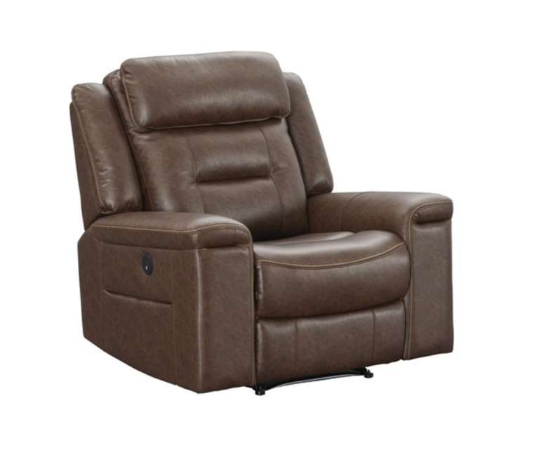 LeatherOn Lucas Leatherette 1 Seater Motorised Recliner in Brown Colour