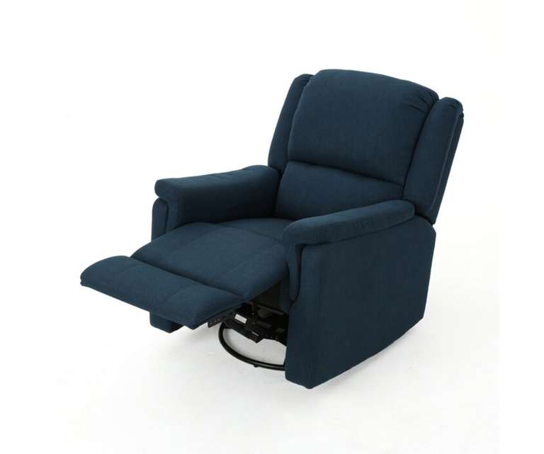 LeatherOn Megna Velvet Fabric 1 Seater Rocker Recliner in Blue Colour