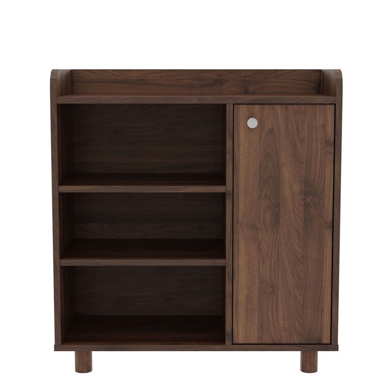 Wakefit Bianca 1 Door Engineered Wood 9 Pairs Shoe Rack in Columbian Walnut Colour with 3 Open Shelf