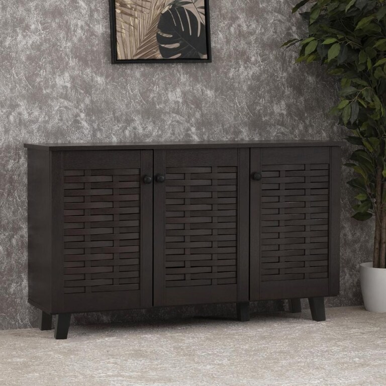 Wakefit Flamenco 3 Door Engineered Wood 12 Pairs Shoe Rack in Wenge Noir Colour
