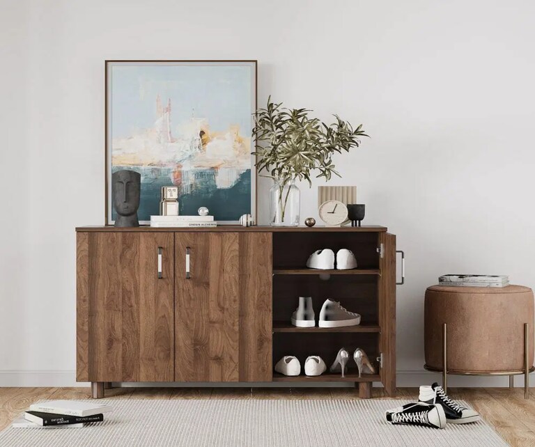 Wakefit Giveh 3 Door Engineered Wood 15 Pairs Shoe Rack in Columbian Walnut Colour