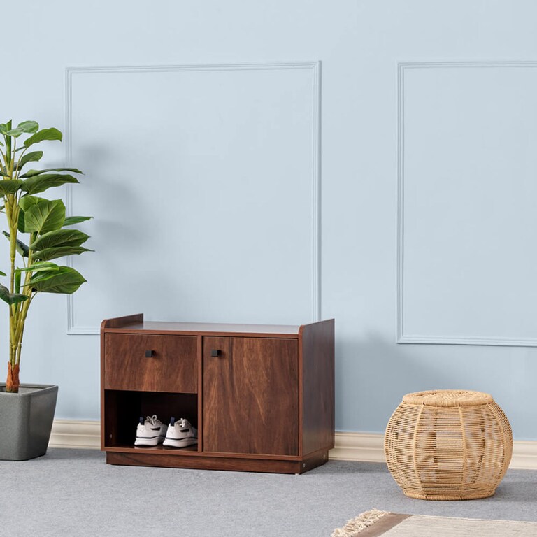 Wakefit Lyra 1 Door Engineered Wood 6 Pairs Shoe Rack in Dark Walnut Colour
