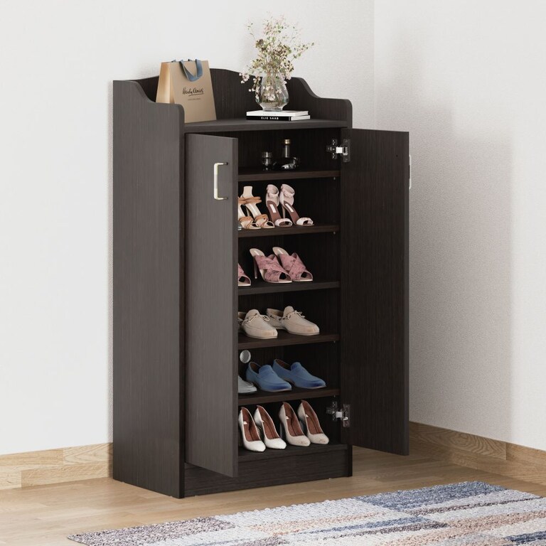 Wakefit Merope 2 Door Engineered Wood 18 Pairs Shoe Rack in Wenge Colour