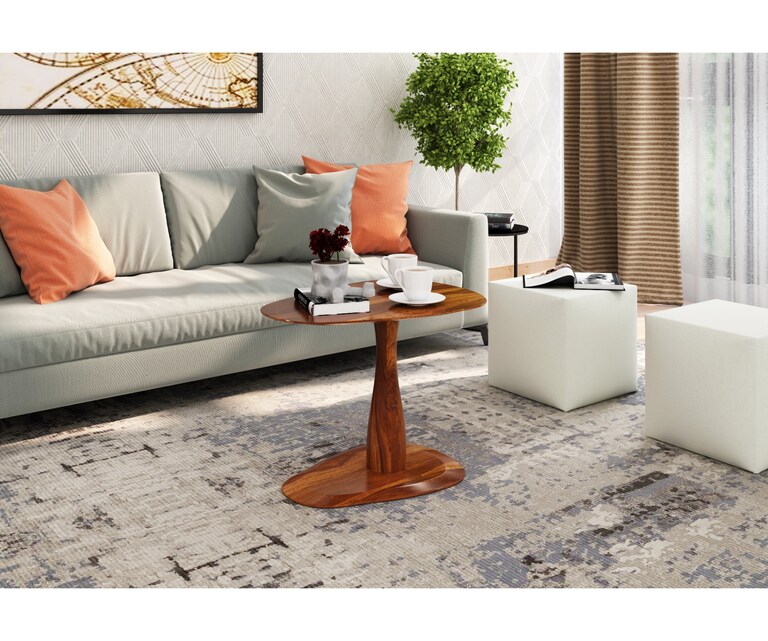 PlusOne Moreton Rectangular Sheesham Wood Coffee Table in Teak Finish