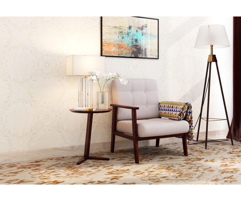 PlusOne Fraser Sheesham Wood Side Table in Walnut Finish
