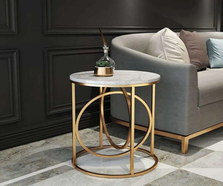 Writings On The Wall Double Ring Side Table With Marble Top