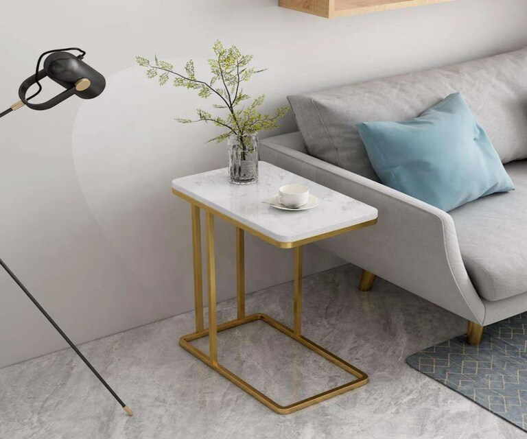 Writings On The Wall Rectangle Side Table with Marble Top