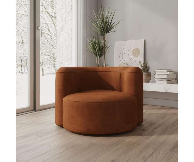 Decor Desk Zurich Velvet Fabric 1 Seater Sofa in Brown Colour