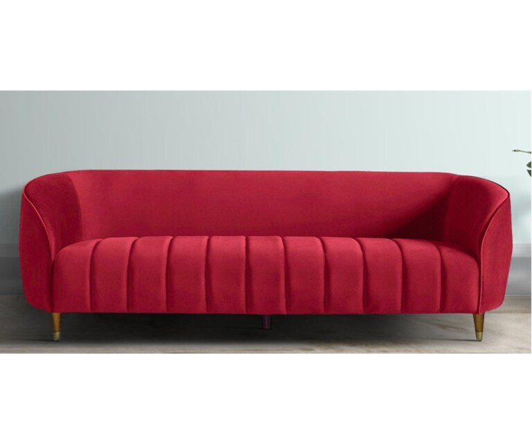 Decor Desk Prima Velvet Fabric 3 Seater Sofa in Maroon Colour