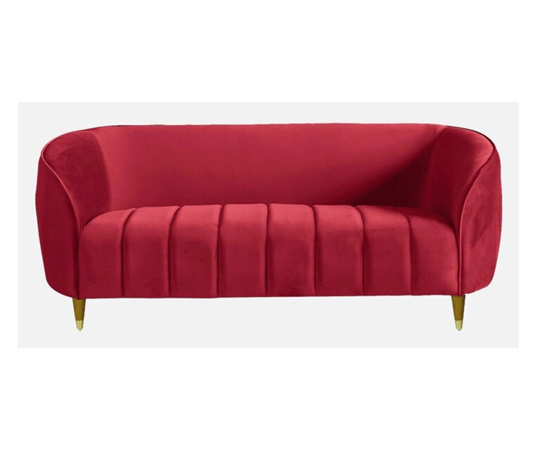 Decor Desk Prima Velvet Fabric 2 Seater Sofa in Maroon Colour