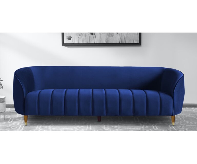 Decor Desk Prima Velvet Fabric 3 Seater Sofa in Royle Blue Colour
