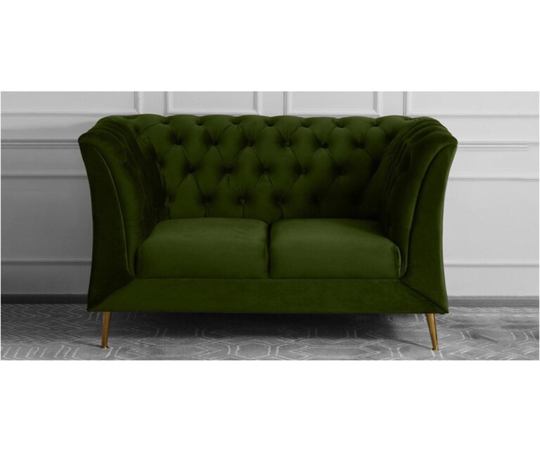 Decor Desk Magnum Velvet Fabric 2 Seater Sofa in Olive Green Colour