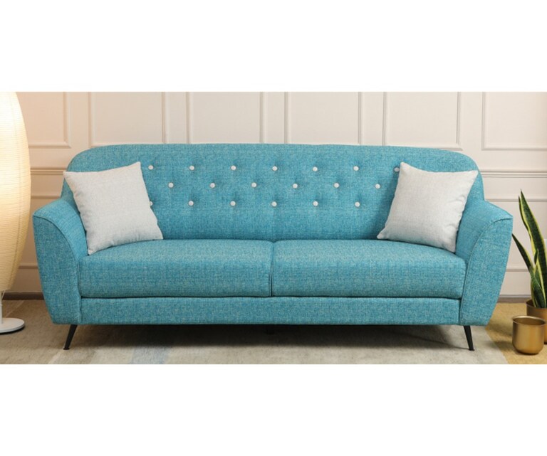 Decor Desk Pluto Velvet Fabric 3 Seater Sofa in Aqua Colour