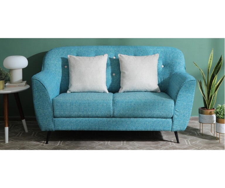 Decor Desk Pluto Velvet Fabric 2 Seater Sofa in Aqua Colour