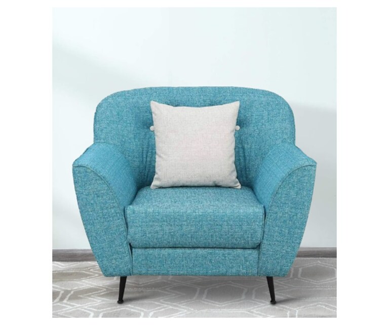 Decor Desk Pluto Velvet Fabric 1 Seater Sofa in Aqua Colour