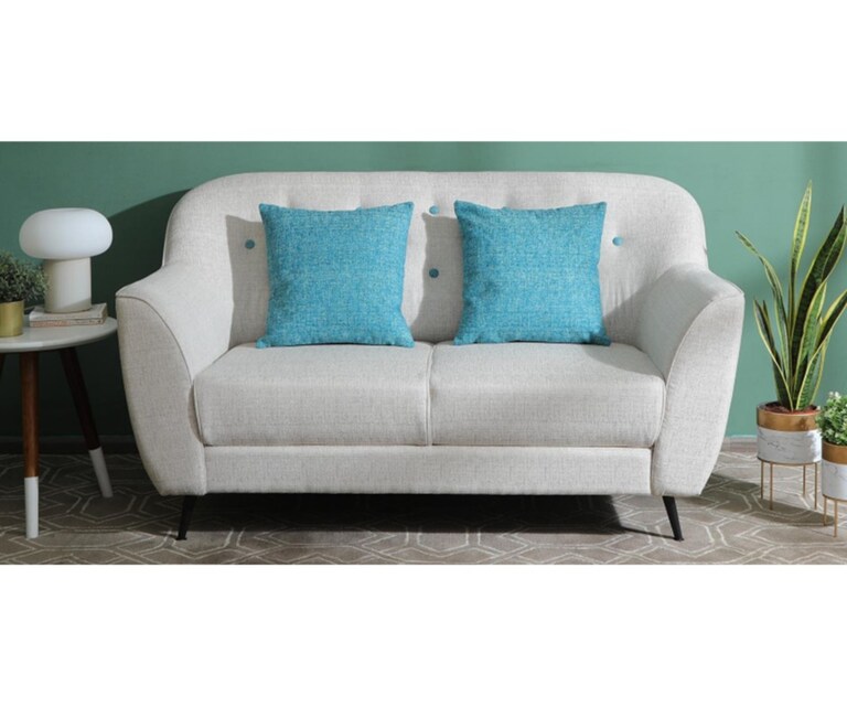 Decor Desk Pluto Velvet Fabric 2 Seater Sofa in Beige Colour