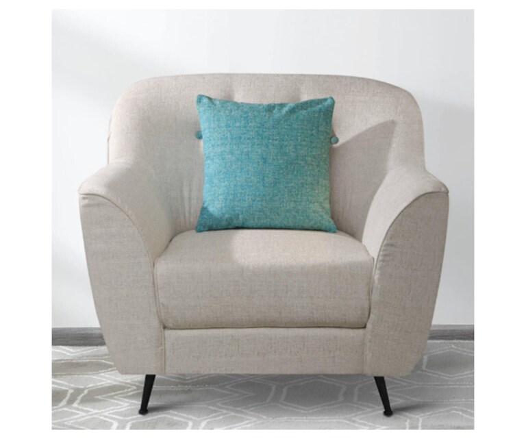 Decor Desk Pluto Velvet Fabric 1 Seater Sofa in Beige Colour