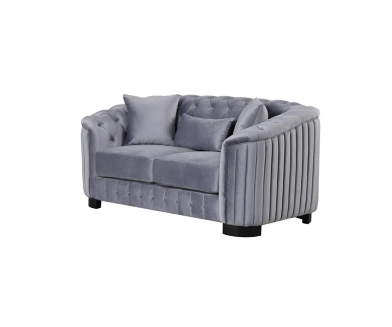 Decor Desk Index Velvet Fabric 2 Seater Sofa in Grey Colour