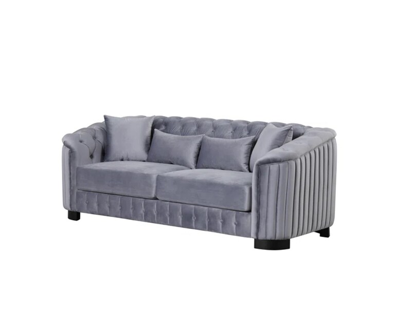 Decor Desk Index Velvet Fabric 3 Seater Sofa in Grey Colour