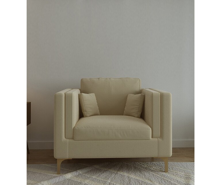 Decor Desk Vienna Velvet Fabric 1 Seater Sofa in Beige Colour
