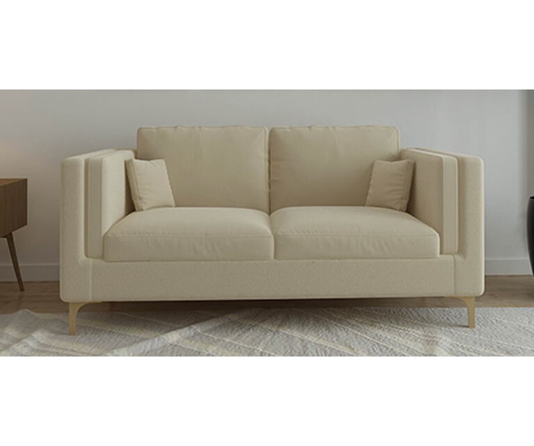 Decor Desk Vienna Velvet Fabric 2 Seater Sofa in Beige Colour
