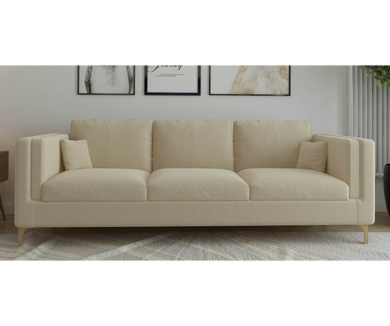 Decor Desk Vienna Velvet Fabric 3 Seater Sofa in Beige Colour