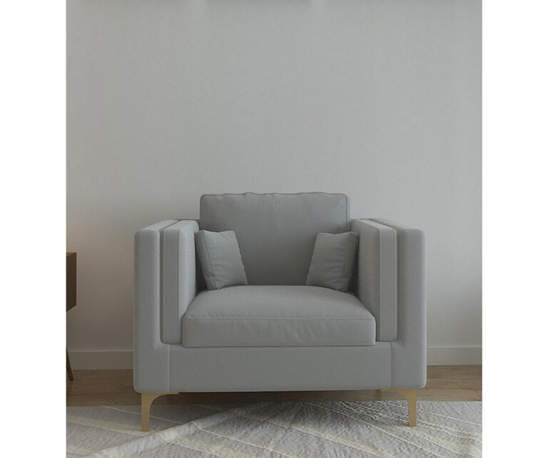 Decor Desk Vienna Velvet Fabric 1 Seater Sofa in Grey Colour