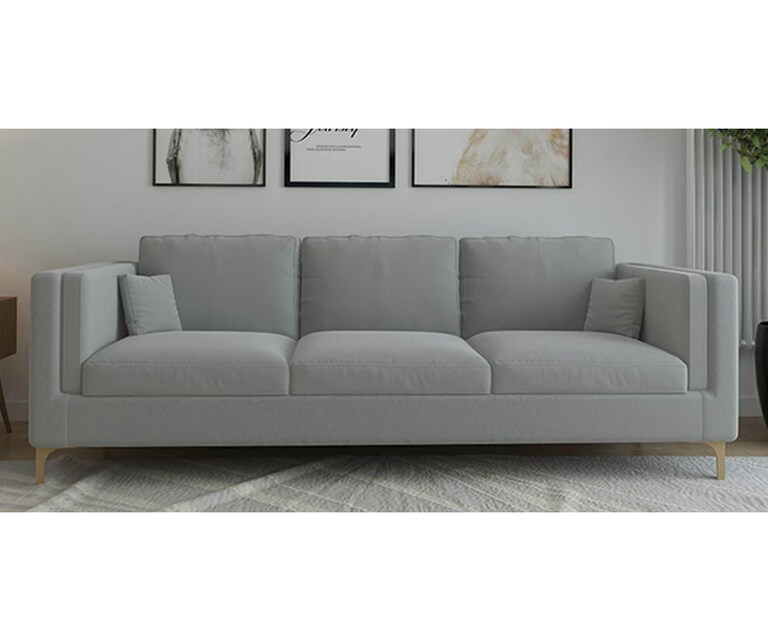 Decor Desk Vienna Velvet Fabric 3 Seater Sofa in Grey Colour