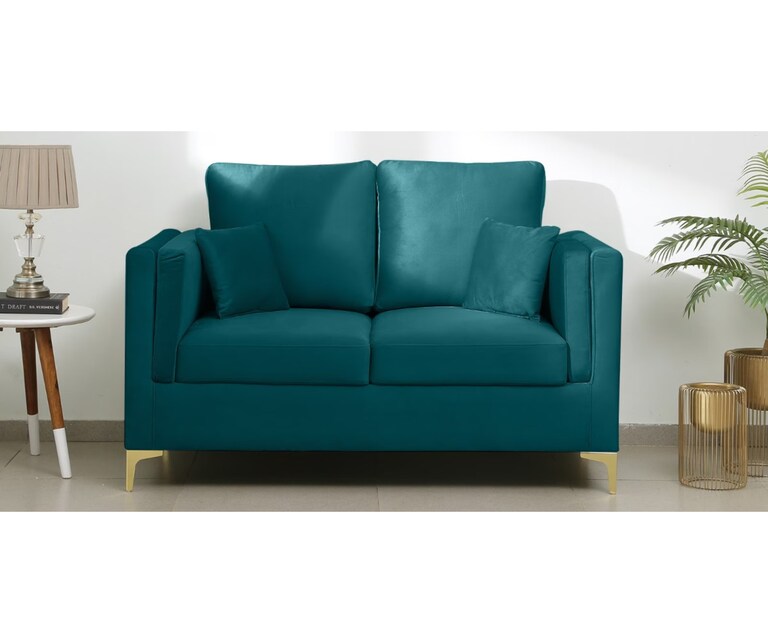 Decor Desk Vienna Velvet Fabric 2 Seater Sofa in Teal Green Colour