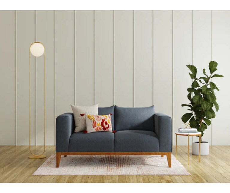Decor Desk Meco Velvet Fabric 2 Seater Sofa in Grey Colour