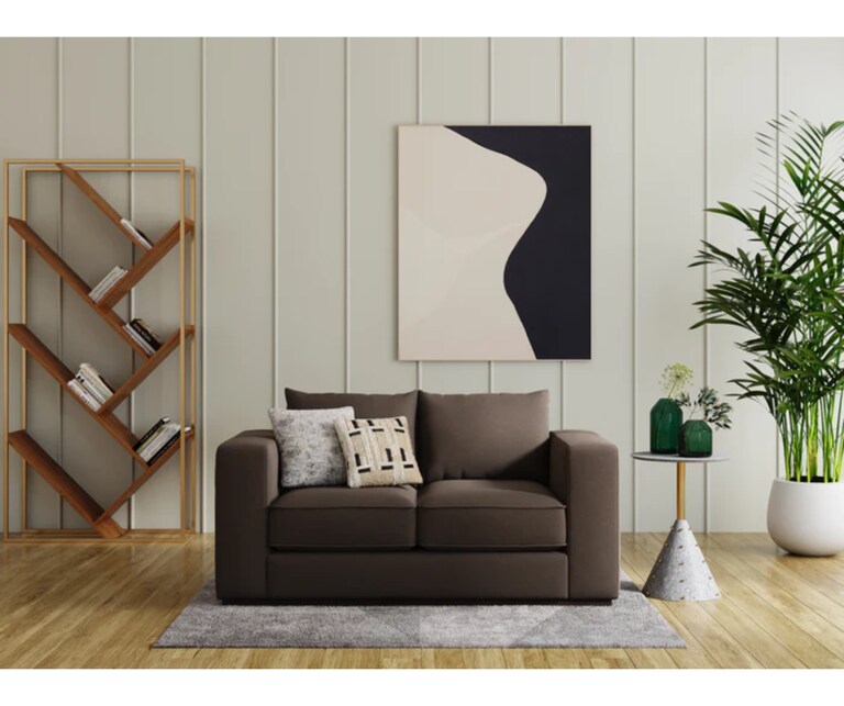 Decor Desk Rio Velvet Fabric 2 Seater Sofa in Brown Colour