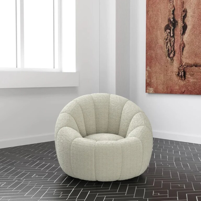 Decor Desk Amberlee Polyester Fabric 1 Seater Sofa in White Colour