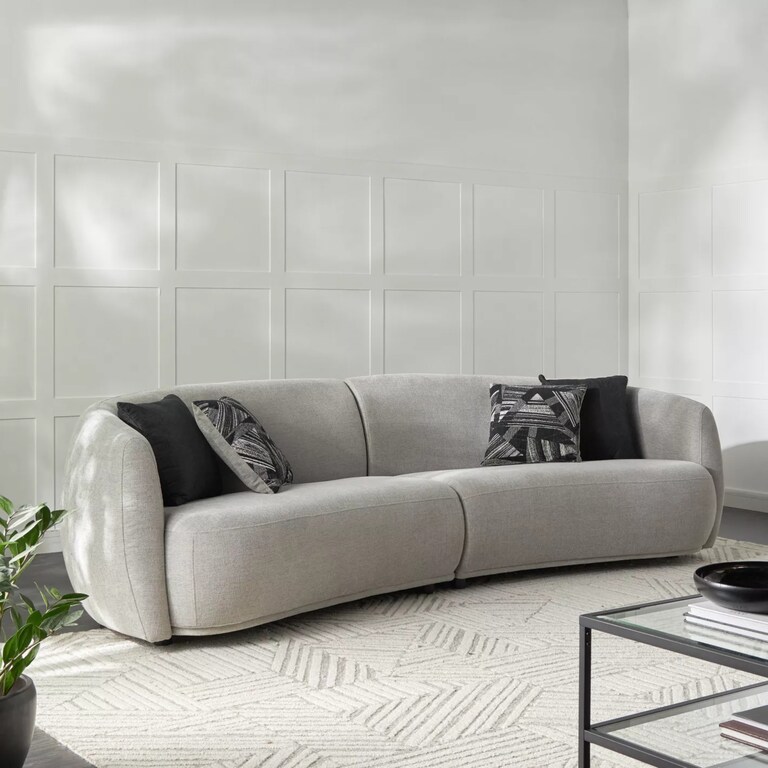 Decor Desk Permelia Polyester Fabric 4 Seater Sofa in Grey Colour