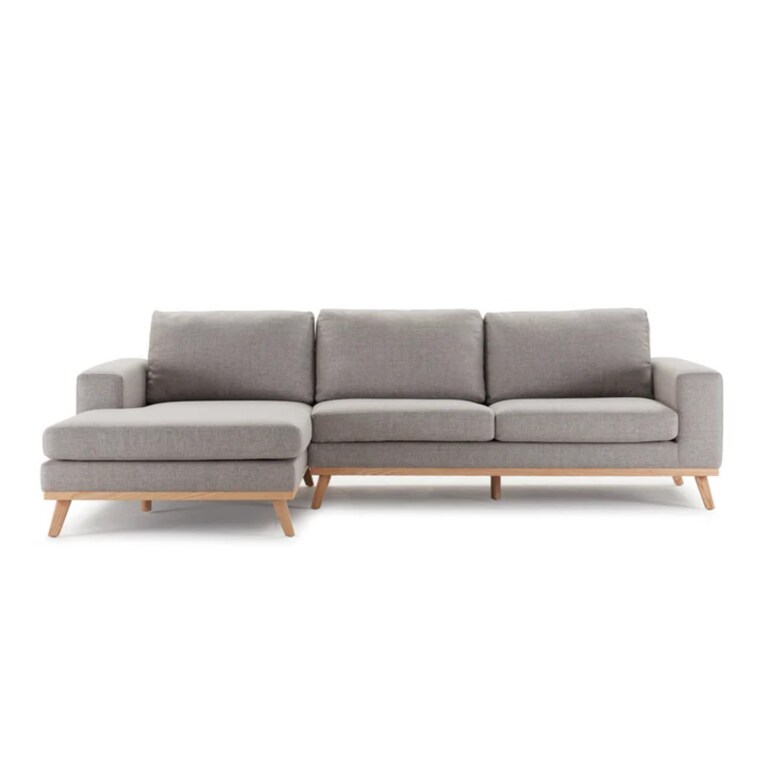 Decor Desk Harper Polyester Fabric L Shape LHS 5 Seater Sofa in Grey Colour