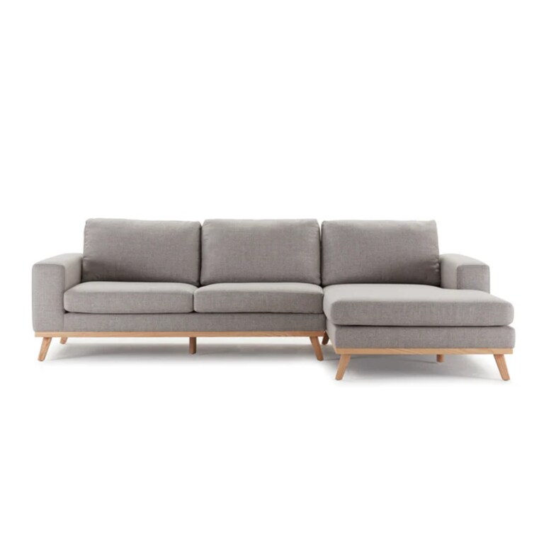 Decor Desk Harper Polyester Fabric L Shape RHS 5 Seater Sofa in Grey Colour