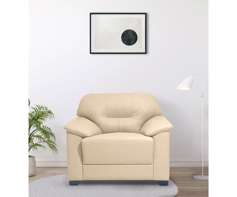 Decor Desk Turbo Leatherette 1 Seater Sofa in Beige Colour