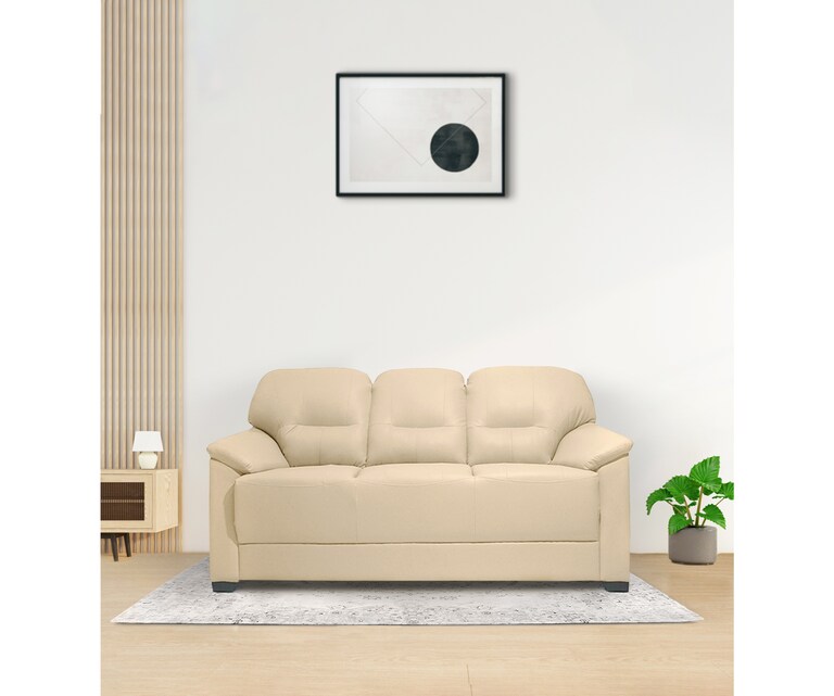 Decor Desk Turbo Leatherette 3 Seater Sofa in Beige Colour