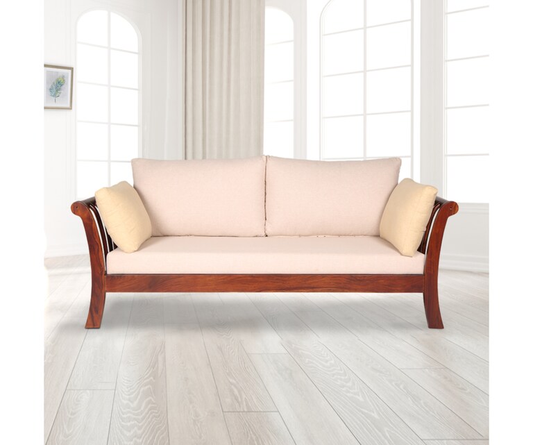 Decor Desk Cooper Sheesham Wood 3 Seater Sofa in Beige Colour