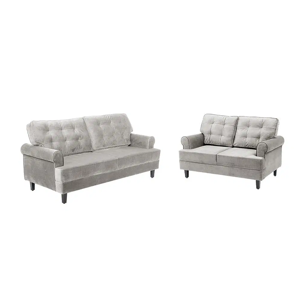 Wakefit Dreamer Plus Polyester Fabric 5 Seater Sofa Set (3+2) in Reflection White Colour