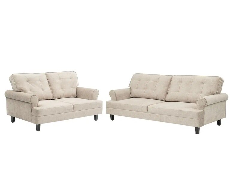 Wakefit Dreamer Plus Polyester Fabric 5 Seater Sofa Set (3+2) in Beige Colour