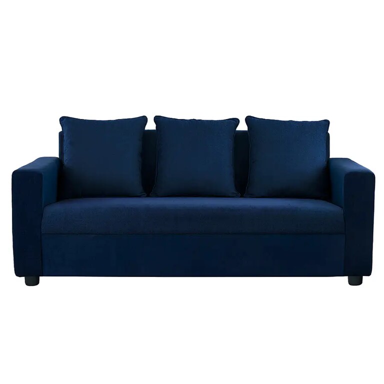 Wakefit Solatio Polyester Fabric 3 Seater Sofa in Dark Blue Colour