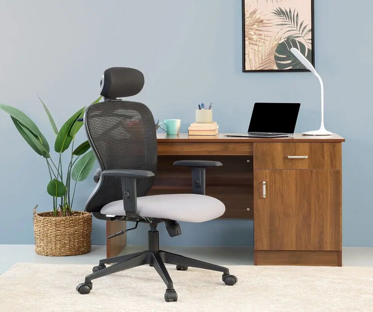 Wakefit Safari Nylon Base High Back Office Chair in Black and Grey Colour
